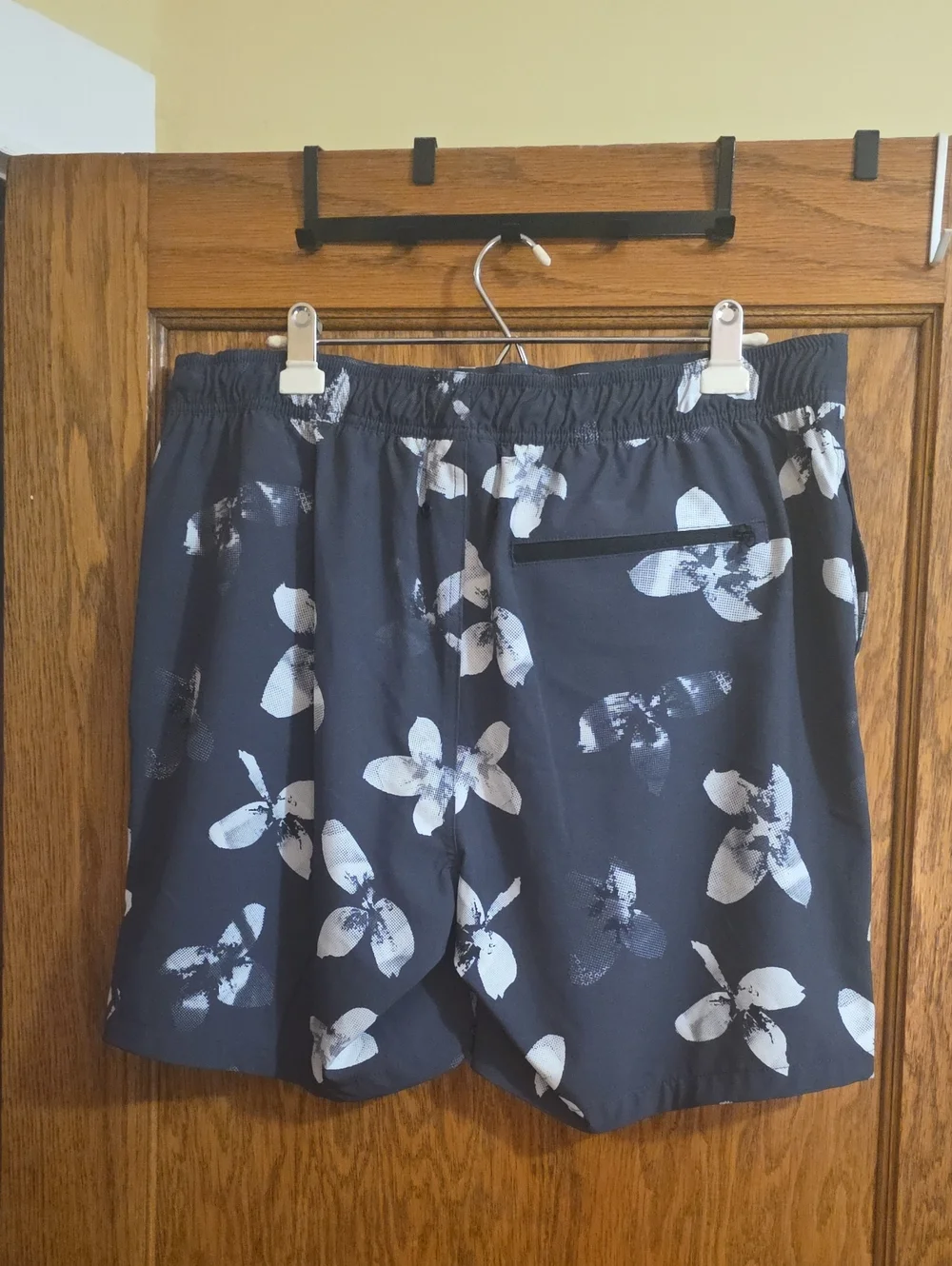 Calvin Klein Navy and White Floral Swim Trunks